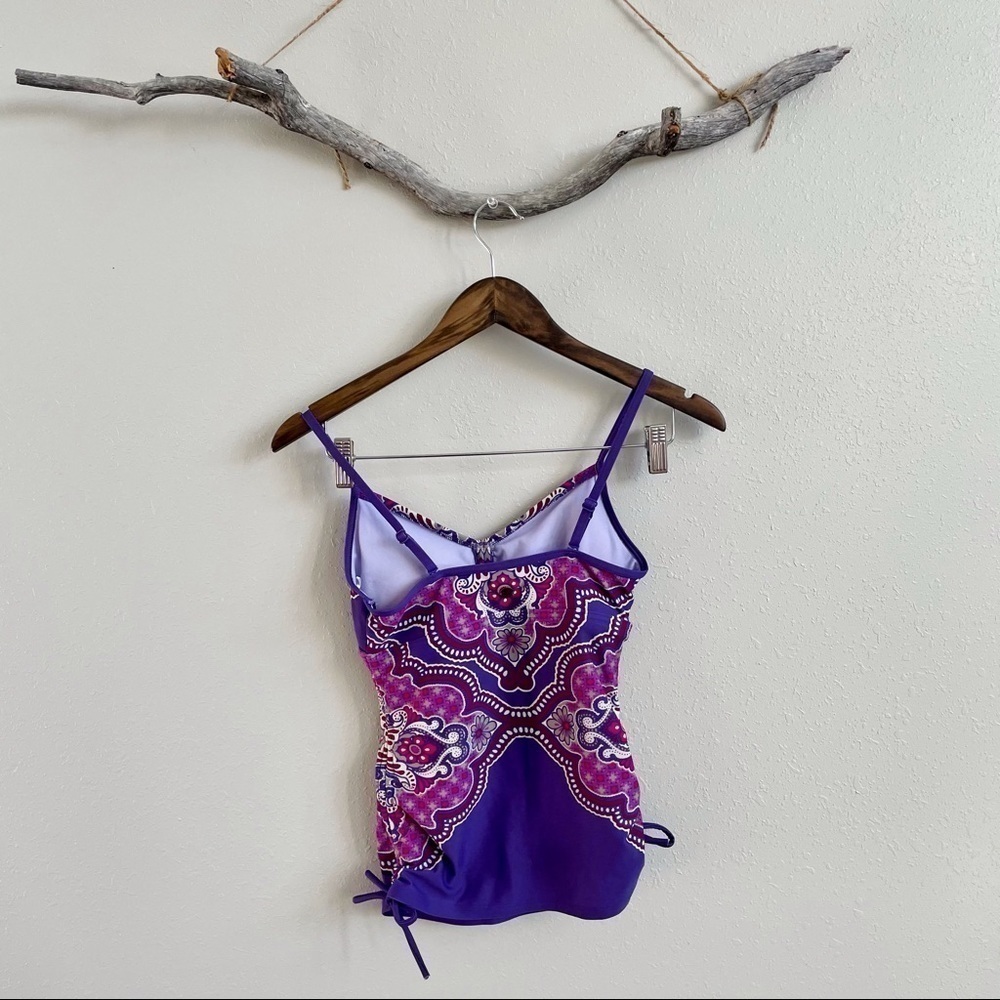 3/$20 Prana Moorea Tankini Top in Dusted Peri Jasmine - Picture 7 of 11